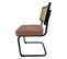 Chaise Cannage En Canne De Rotin, Cadre En Bois Noir, Assise En Velours Rose, Pied En Métal Noir