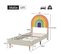 Lit Simple Enfant 90x200 Cm Avec Sommier à Lattes Et Tête De Lit Arc-en-ciel - Beige