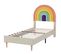 Lit Simple Enfant 90x200 Cm Avec Sommier à Lattes Et Tête De Lit Arc-en-ciel - Beige