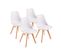 Chaises De Salle à Manger Scandinave, Chaise De Bureau Rétro, Blanc, Lot De 4