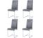 Set De 4 Chaises Freischwinger, Structure En Métal Chromé, Couleur Gris