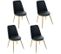 Lot De 4 Chaises De Salle À Manger, Assise Ronde En Similicuir, Noire