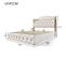 Lit Double 160 X 200 Avec Cadre En Métal Et Rangement, Couleur Beige Clair