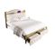 Lit Double 140 X 200 Avec Sommier à Lattes En Métal, Beige Clair (matelas Non Inclus)