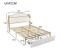 Lit Double 140 X 200 Avec Sommier à Lattes En Métal, Beige Clair (matelas Non Inclus)