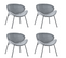 4 Chaises En Velours 60 x 58 x 72 Cm , Gris