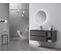 Meuble De Salle De Bain Simple Vasque 120cm Gris Et Effet Marbre Gris Avec Miroir Led