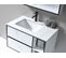 Meuble De Salle De Bain Simple Vasque 80cm Blanc Effet Marbre Avec Miroir Led Lb-6949