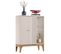 Buffet Bas 2 Portes 10 Niches Blanc Et Chêne Sur Pieds L 90.3 H 122 P 36 Cm