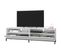 Meuble TV 70 Pouces 2 Abattants 4 Niches Blanc Pieds Métal L 180 H 49 P 38 Cm