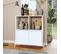 Buffet Armoirette 2 Portes 4 Niches Blanc L 75 Cm Sur Pieds Métal Ronds