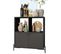 Buffet Armoirette 2 Portes 4 Niches Noir L 75 Cm Sur Pieds Métal Ronds