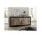 Buffet Basico  Décor Noir Mat Et Chene Pero  4 Portes  L 207 X P 43 X H 86 Cm