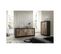 Buffet Basico  Décor Noir Mat Et Chene Pero  4 Portes  L 207 X P 43 X H 86 Cm