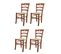 Set 4 Chaises Cuore En Hêtre Cerisier, Assise En Cuir Artificiel Couleur Ivoire