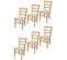 Set 6 Chaises Cuore En Hêtre Couleur Naturel, Assise En Tissu Ivoire