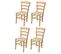 Set 4 Chaises Cuore En Hêtre Couleur Naturel, Assise En Cuir Artificiel Couleur Ivoire