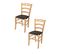 Set 2 Chaises Cuore En Hêtre Couleur Naturel, Assise En Cuir Artificiel Couleur Moka