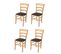 Set 4 Chaises Cuore En Hêtre Couleur Naturel, Assise En Cuir Artificiel Couleur Moka