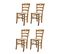 Set 4 Chaises Cuore En Hêtre Couleur Chêne, Assise En Cuir Artificiel Couleur Ivoire