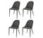 Set 4 Chaises Jasmine Cuir Artificiel Anthracite, Pieds Fer Noir Mat