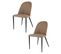 Set 2 Chaises Jennifer En Cuir Artificiel Chamois, Pieds Fer Noir Mat