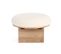 Pouf Rond En Bois Et Bouclette Blanc D60 - Pavel