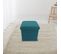 Pouf Repose-pieds Tabouret Bleu Clair Tissu Récipient 30x30x30