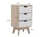 Chevet 3 Tiroirs Bois Blanc Moderne 65x35x27