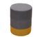 Pouf Rond Bois Tissu Jaune Gris 45x35x35