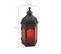 Bougeoir Lanterne Métal Verre Noir Rouge Hall 32x16x14