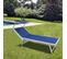 Chaise longue Bleu Aluminium Textilène Balcon Plage 38x186x61