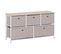 Meuble De Rangement Bas Chiffonier À 5 Tiroirs En Metal Et Tissu Blanc Beige