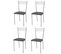 Set De 4 Chaises Elena Acier Alluminium, Assise Simili-cuir Gris Foncé