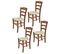 Set 4 Chaises Cuore En Hêtre Noyer Clair, Assise En Cuir Artificiel Ivoire