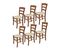 Set 6 Chaises Cuore En Hêtre Noyer Clair, Assise En Cuir Artificiel Ivoire