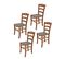 Set 4 Chaises Cuore En Hêtre Noyer Clair, Assise En Tissu Chevreuil