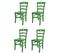 Set 4 Chaises Cuore Cuisine, Bar Et Salle à Manger En Hêtre Aniline Verte, Assise En Bois