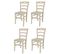 Set 4 Chaises Cuore Cuisine, Bar Et Salle à Manger En Hêtre Aniline Blanche, Assise En Bois