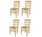 Set 4 Chaises Cuore Cuisine, Bar Et Salle à Manger, Bois De Hêtre Naturel, Assise En Bois