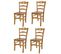 Set 4 Chaises Cuore Cuisine, Bar Et Salle à Manger En Hêtre Couleur Chêne, Assise En Bois