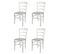 Set 4 Chaises Cuore En Hêtre Laqué Blanc Et Assise En Tissu Couleur Gris Perle