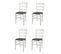 Set 4 Chaises Cuore En Hêtre Laqué Blanc Et Assise En Cuir Artificiel Couleur Gris Foncé