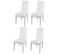 Set 4 Chaises Chantal, Hêtre Peindré Blanc,assise Et Dossier Revêtus En Cuir Artificiel Avec Boutons