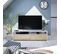 Meuble TV Lola 2 Portes Battantes Et 2 Niches De Rangement L130 Cm -  Blanc / Bois