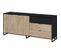 Buffet Neo - Mélaminé Chêne Et Noir - 3 Portes + 2 Tiroirs + 1 Niche - L180 X P44 X H75,5 Cm