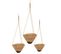 Ensemble De 3 Paniers Suspendus En Fibre Naturelle Marron