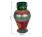 Vase En Métal Peint Artisanalement Vert/rouge 16x16x30h