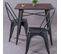 Table Industrielle En Acier Noir Et Bois Foncé - Bistro, Noir, H.78cm, L.80cm, P.80cm