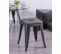 Tabouret Bas Industriel En Acier  - Bistro, Noir, H.44cm, L.40cm, P.40cm